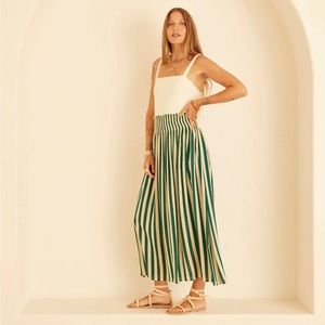 Natalie Martin Bella Skirt, THICK STRIPE IVORY/GREEN